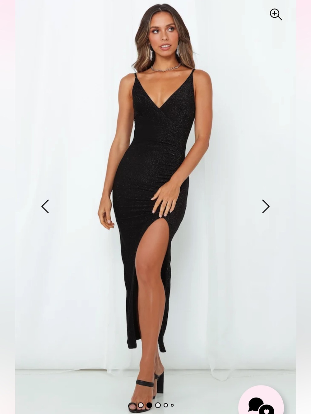 Hello Molly Black Sparkle Midi Dress with High Thigh Slit